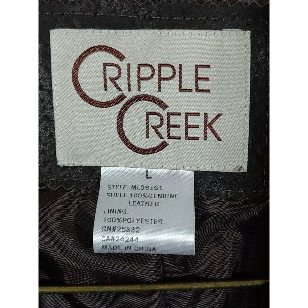 Cripple Creek Men's Genuine Leather Brown 2 Button Lined Jacket Large Western - Picture 13 of 13